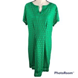Isaac Mizrahi Eyelet Lace Short Sleeve Midi Sheath Dress